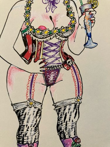 Dessin Gouache 2000 Sur Papier Femme  Chapeau Mode Drawing Peinture Art Lingerie