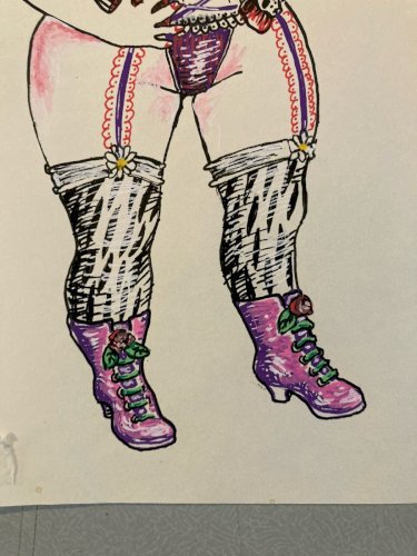 Dessin Gouache 2000 Sur Papier Femme  Chapeau Mode Drawing Peinture Art Lingerie