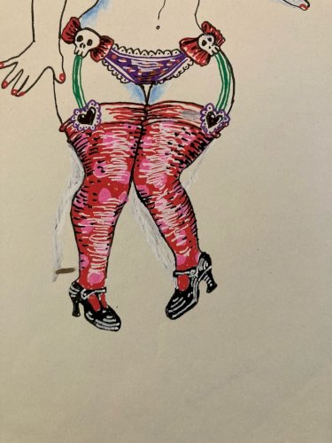 Dessin Gouache 2000 Sur Papier Femme  Chapeau Mode Drawing Peinture Infirmière