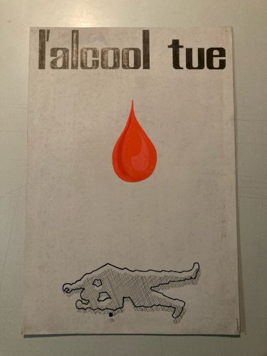 Dessin Gouache Alcool Projet Publicité 1965 Publicitaire Art Bouteille Sang