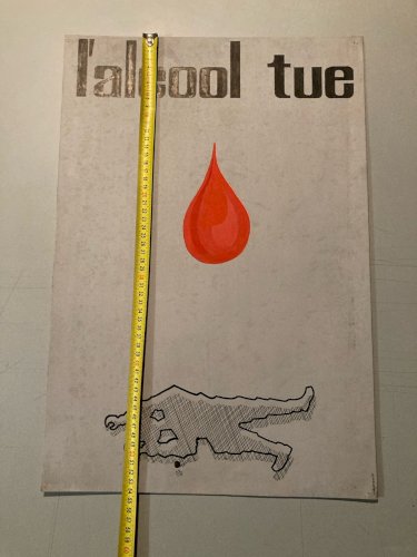 Dessin Gouache Alcool Projet Publicité 1965 Publicitaire Art Bouteille Sang