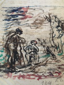 Dessin Gouache Aquarelle Rene Thomsen Les Fleurs Du Mal 1930 Sur Papier
