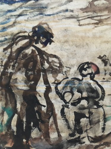 Dessin Gouache Aquarelle Rene Thomsen Les Fleurs Du Mal 1930 Sur Papier