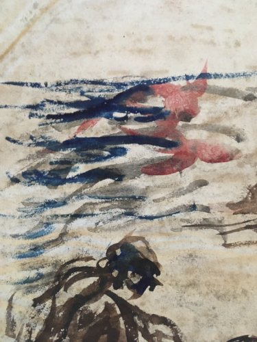 Dessin Gouache Aquarelle Rene Thomsen Les Fleurs Du Mal 1930 Sur Papier