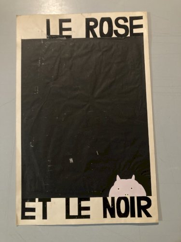 Dessin Gouache Cochon Noir Et Rose Projet Publicité 1970 Publicitaire Art