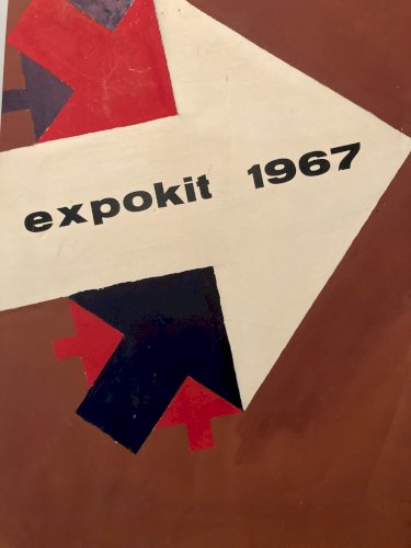 Dessin Gouache Expokit Bauhaus Projet Publicité 1970 Publicitaire Art Peinture