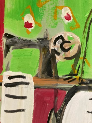 Dessin Gouache Femme Cubiste Expressionnisme 1970 Géométrique À Identifier
