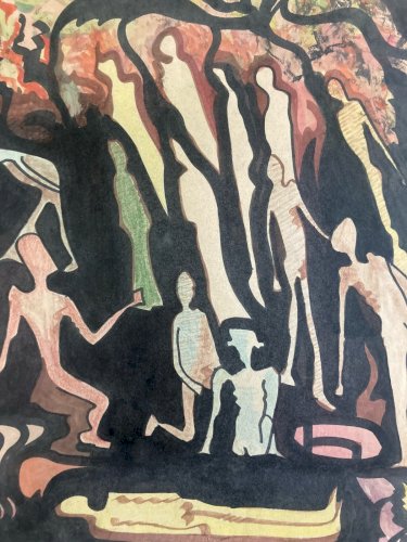 Dessin Gouache Papier Expressionniste Expressionnisme Art Ancien 1959 XXe
