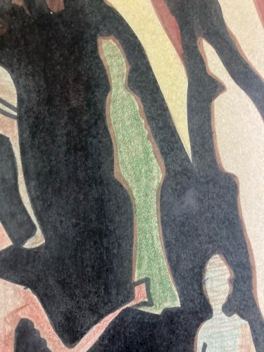 Dessin Gouache Papier Expressionniste Expressionnisme Art Ancien 1959 XXe