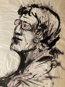 Dessin Gouache Peinture Portrait Jeune Honne 1960 Sur Papier Ancien Art