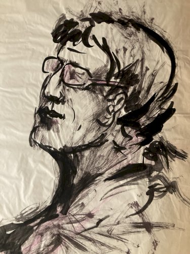 Dessin Gouache Peinture Portrait Jeune Honne 1960 Sur Papier Ancien Art