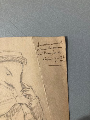 Dessin Homme Éléphant Trompette Art Outsider 1891 Surréaliste A Identifier