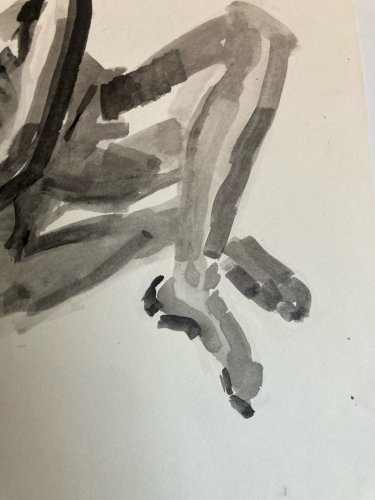 Dessin Homme Nu Assis Gouache Corps 1960 Papier A Identifier Art Expressionnisme