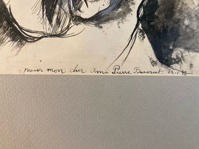 Dessin Homme Nu Sexe Herotique Papier  Expressionnisme Art encre Jacques Vimard