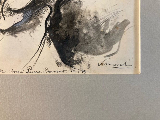 Dessin Homme Nu Sexe Herotique Papier  Expressionnisme Art encre Jacques Vimard