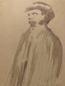 Dessin  Jacques Villon Au Docteur Blanche Homme Encre Aquarelle XIXe