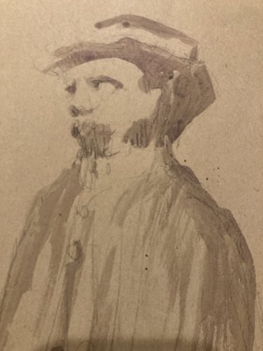 Dessin  Jacques Villon Au Docteur Blanche Homme Encre Aquarelle XIXe