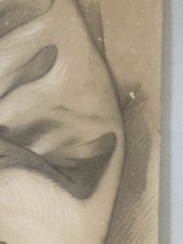 Dessin Jesus Christ Papier Portrait Xixe Couronne D’Épines Croix Art