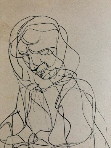 Dessin Lavis Encre Femme Assise 1950 Cubisme A Identifier Cubiste Art