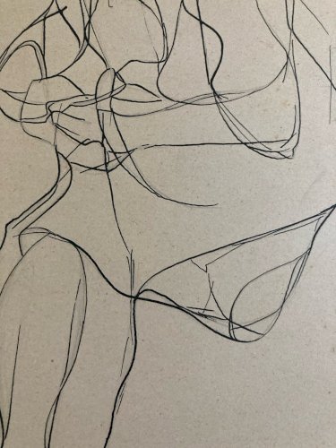 Dessin Lavis Encre Femme Assise 1950 Cubisme A Identifier Cubiste Art