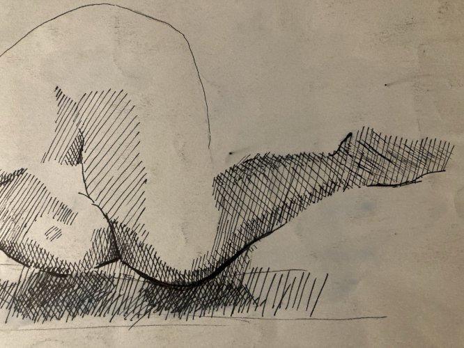 Dessin Lavis Encre Femme Nue Couchée Dos Nu Erotique 1970 A Identifier