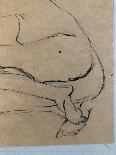 Dessin Lavis Encre Femme Nue Nu Art Minimaliste Erotique 1970 A Identifier