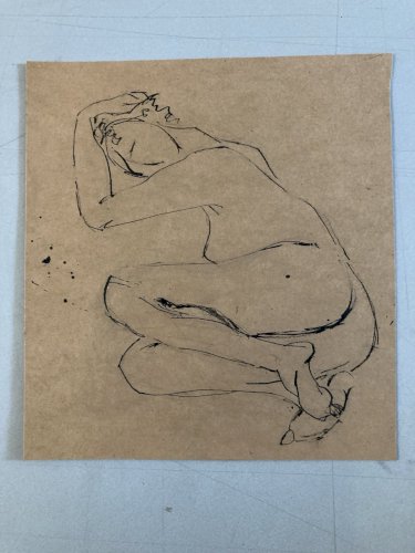 Dessin Lavis Encre Femme Nue Nu Art Minimaliste Erotique 1970 A Identifier