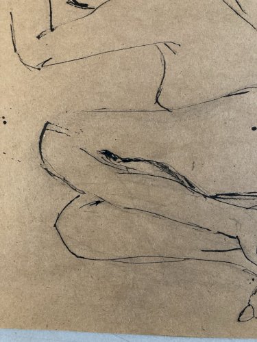 Dessin Lavis Encre Femme Nue Nu Art Minimaliste Erotique 1970 A Identifier