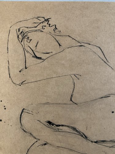 Dessin Lavis Encre Femme Nue Nu Art Minimaliste Erotique 1970 A Identifier