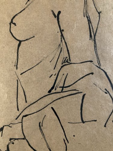 Dessin Lavis Encre Femme Nue Nu Art Minimaliste Erotique 1980 A Identifier