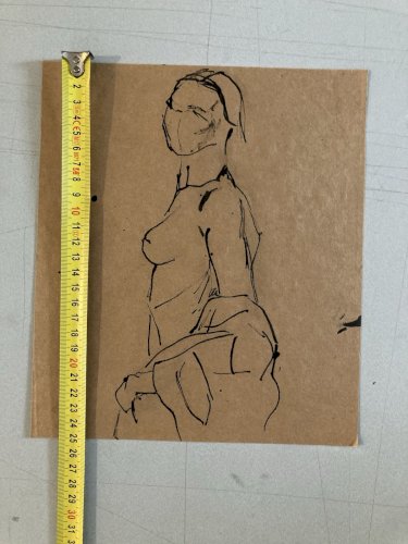 Dessin Lavis Encre Femme Nue Nu Art Minimaliste Erotique 1980 A Identifier