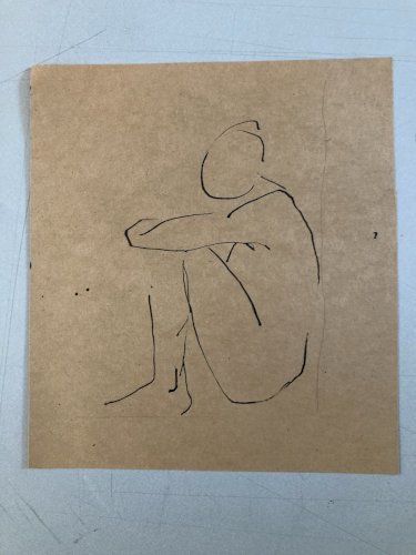 Dessin Lavis Encre Femme Nue Nu Minimaliste Erotique 1945 A Identifier Art
