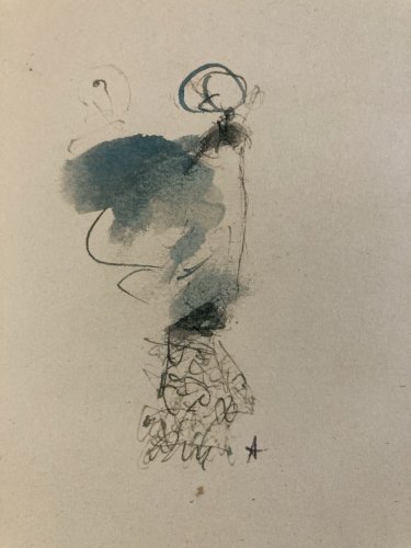 Dessin Lavis Encre Portrait Femme Expressionniste annie perinaux Art