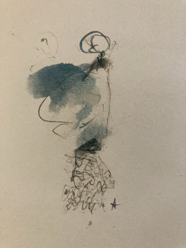 Dessin Lavis Encre Portrait Femme Expressionniste annie perinaux Art