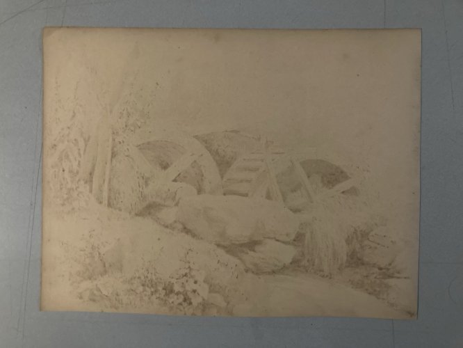 Dessin Lavis Encre Sur Papier XIXe 1850 Drawing Peinture Fribourg Art Old Ancien