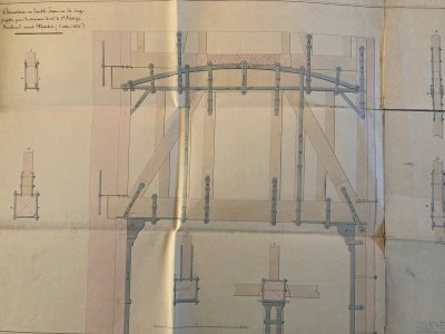 Dessin L’avis Encre XIXe Leon Vaudoyer Architecture Art Charpente Drawing Old
