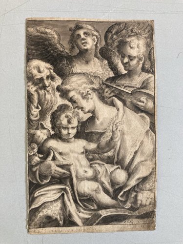 Dessin Lavis Encre XVIIe 1613 Giovan Battista Vanni Baroque Vierge Art