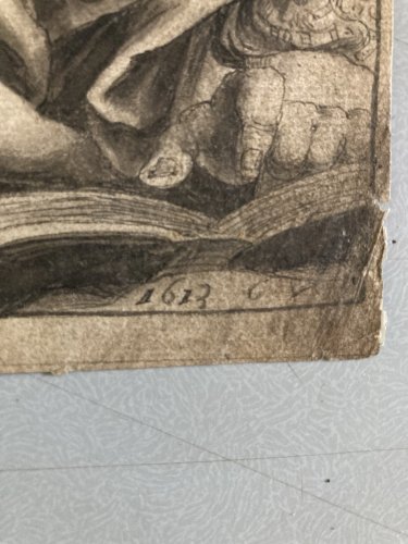 Dessin Lavis Encre XVIIe 1613 Giovan Battista Vanni Baroque Vierge Art