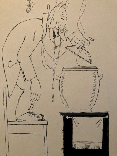 DESSIN Marcel PRUNIER Humour Illustration 1930 Homme Cuisinier Cuisine Art