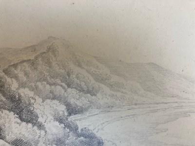 Drawing Sea Beach To Identify 19th Century Romanticism Tree Landscape Ancient Art 1850