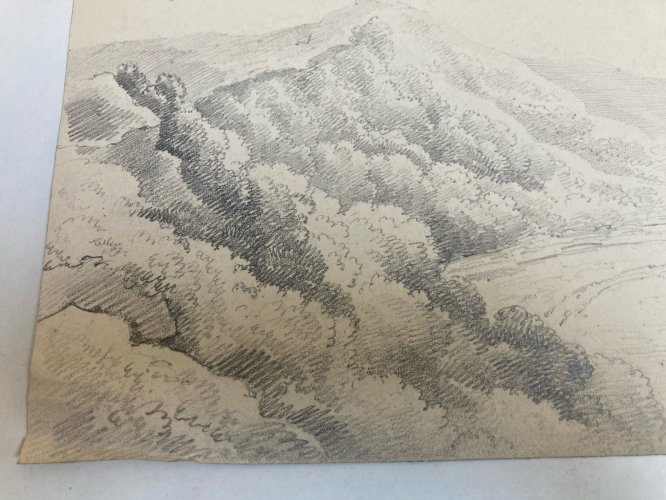 Dessin Mer Plage A Identifier XIXe Romantisme Arbre Paysage Art Ancien 1850