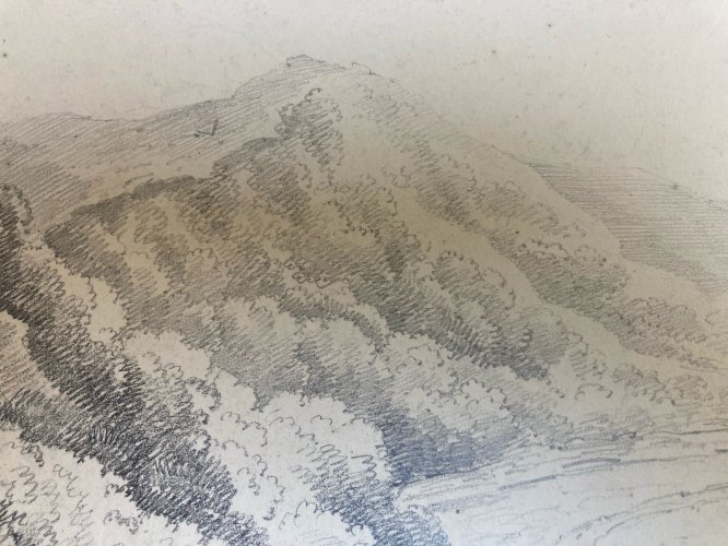 Dessin Mer Plage A Identifier XIXe Romantisme Arbre Paysage Art Ancien 1850