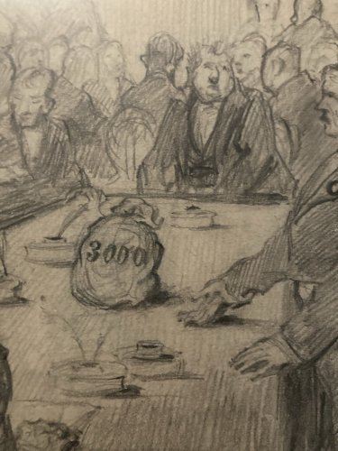 Dessin mine De Plomb Sur Papier Réunion Banquier a identifier Banque