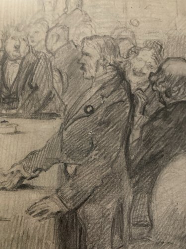 Dessin mine De Plomb Sur Papier Réunion Banquier a identifier Banque