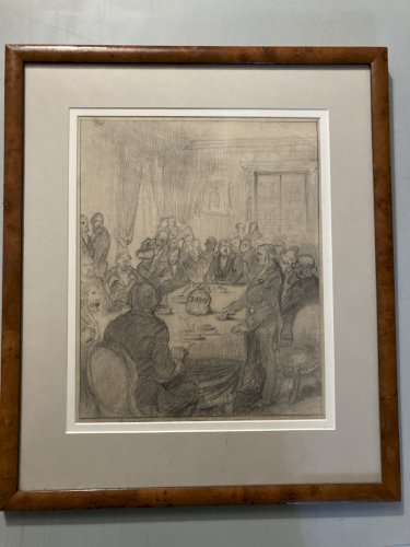 Dessin mine De Plomb Sur Papier Réunion Banquier a identifier Banque