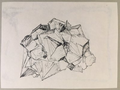 Dessin  Minéraux Pierre  Encre Et Mine De Plomb 1960 À Identifier
