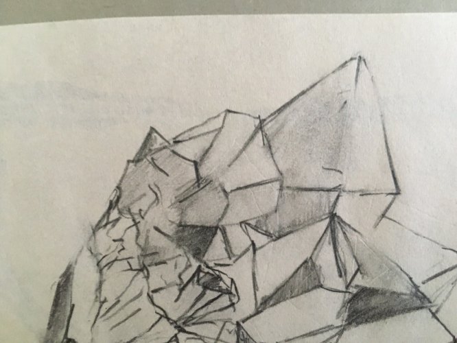 Dessin  Minéraux Pierre  Encre Et Mine De Plomb 1960 À Identifier