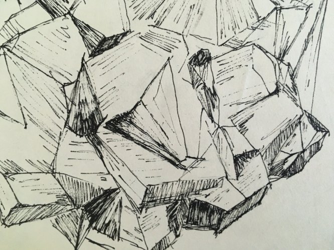 Dessin  Minéraux Pierre  Encre Et Mine De Plomb 1960 À Identifier