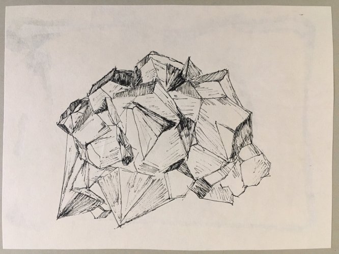 Dessin  Minéraux Pierre  Encre Et Mine De Plomb 1960 À Identifier