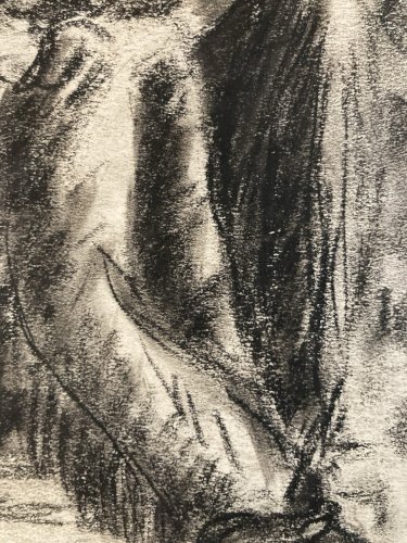 Dessin Mineur Mine Sur Papier Portrait Fusain Homme 1944 A Identifier